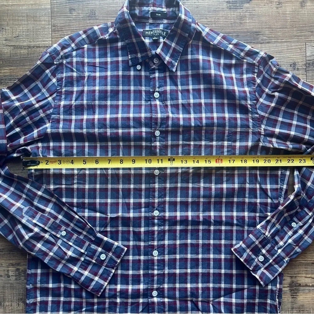 J. Crew Mercantile Flex Mens Slim Plaid Long Sleeve Button-Down Shirt Sz Large